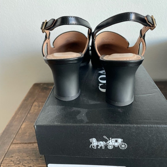 Coach Black Leather Slingback Flats - Picture 3 of 5